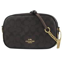 COACH 35083 經典 C LOGO PVC 豹紋相機包.深咖/咖