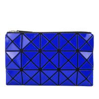 ISSEY MIYAKE 三宅一生 BAOBAO 3x5幾何方格長型亮面零錢手拿包-深藍