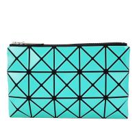 ISSEY MIYAKE 三宅一生 BAOBAO 3x5幾何方格長型亮面零錢手拿包-湖水綠