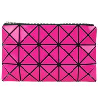 ISSEY MIYAKE 三宅一生 BAOBAO 3x5幾何方格長型亮面零錢手拿包-桃紅