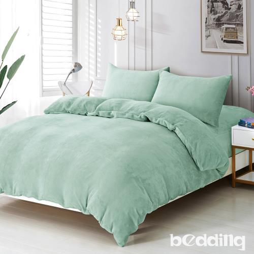 BEDDING-200克波斯絨-單人床包二件組-初日抹茶綠