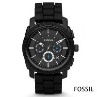FOSSIL 世界的大王三眼矽膠男錶(FS4487)-黑色x46mm