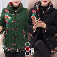 KW韓國. 秋冬古典刺繡花布拼接鋪棉外套