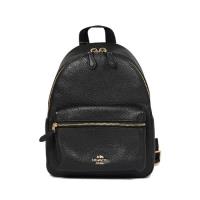 COACH 荔枝皮革舒適後背包(小-黑色)