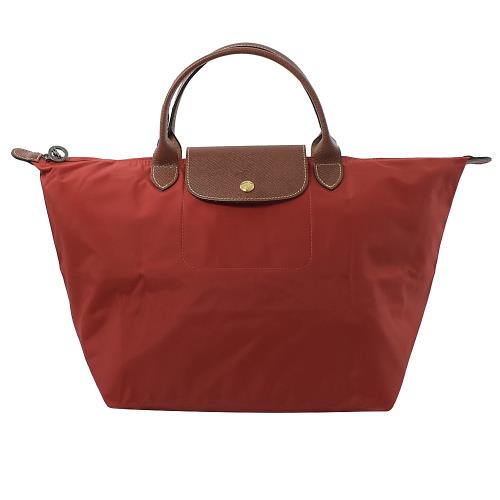 Longchamp Le Pliage 折疊短揹帶肩提包.暗紅 M #1623