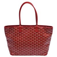 GOYARD Artois PM系列防水帆布LOGO拉鍊手提/肩背購物包(酒紅)