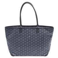 GOYARD Artois PM系列防水帆布LOGO拉鍊手提/肩背購物包(灰)