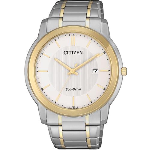 CITIZEN星辰 光動能風雅時尚男錶(銀x金/42mm) AW1216-86A