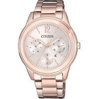 CITIZEN星辰 xC光動能俐落三眼女錶(玫瑰金/36.5mm) FD2064-59A