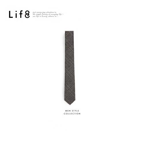 Life8-Formal 西裝紋 羊毛微窄版領帶-灰色-05390