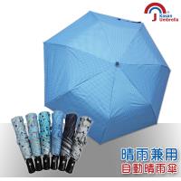 【Kasan】三折防風自動開收晴雨傘(水漾藍點)
