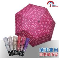 【Kasan】三折防風自動開收晴雨傘(桃色圈圈)