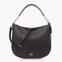 COACH 經典 PVC / Elle Hobo / 肩背兩用包_深咖啡
