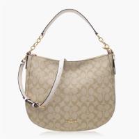 COACH 經典 PVC / Elle Hobo / 肩背兩用包_卡其白