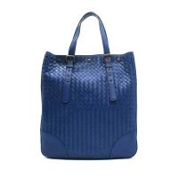 【BOTTEGA VENETA】經典牛皮編織直式暗釦手提/肩背包(269779-靛藍)