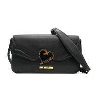 【MOSCHINO】LOVE MOSCHINO系列 愛心造型半掀蓋 長形 斜背包 (黑)