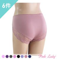 Pink Lady 漫遊花園花漾蕾絲棉柔中高腰內褲 6件組(3411)
