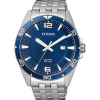 CITIZEN 星辰 百搭時尚石英錶-藍x銀/42mm BI5058-52L