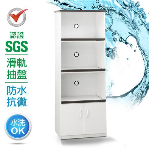 IHouse - SGS 防潮抗蟲蛀緩衝塑鋼二門三拖置物電器櫃