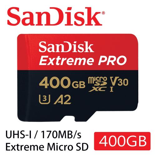 SanDisk Extreme Pro Micro SDXC 400G 記憶卡(C10/UHS-1/A2/V30/170/90MB/s) 公司貨