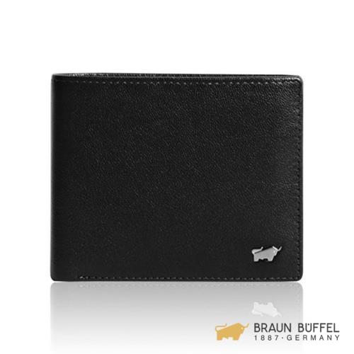 BRAUN BUFFEL  路易斯系列12卡中翻窗格皮夾 -黑色 BF313-317H-BK