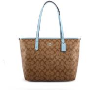 COACH PVC LOGO拉鍊托特包(藍色) F58292 SVC3C