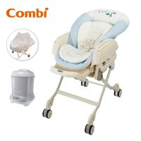 日本Combi Letto電動安撫餐搖椅床 ST款 藍色巴黎 + 消毒鍋組