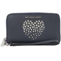 MICHAEL KORS GIFTABLES 愛心鉚釘手提拉鍊中長夾.深藍