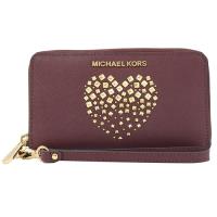 MICHAEL KORS GIFTABLES 愛心鉚釘手提拉鍊中長夾.酒紅