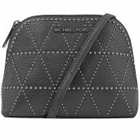 MICHAEL KORS ADELE 鉚釘荔枝牛皮斜背貝殼包.黑