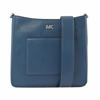 MICHAEL KORS GLORIA 銀字LOGO全牛皮斜背包.藍綠