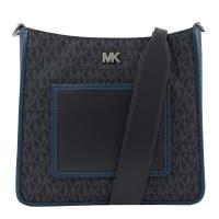 MICHAEL KORS GLORIA 滿版LOGO 撞色拼接斜背包.藍綠