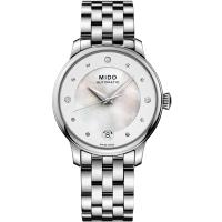MIDO美度 BARONCELLI永恆系列晨夕鑲鑽機械女錶-銀/34mm M0392071110600
