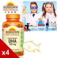 【美國Sundown日落恩賜】兒童精明鮪魚油DHA軟膠囊x4瓶組(100粒/瓶)