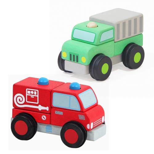 Mentari 立體積木回收車+消防車