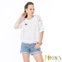 MONS浪漫花卉刺繡柔軟棉質上衣