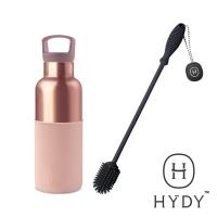 HYDY CinCin Déco時尚保溫瓶刷組(蜜粉金瓶480ml+刷具鐵灰)-三色
