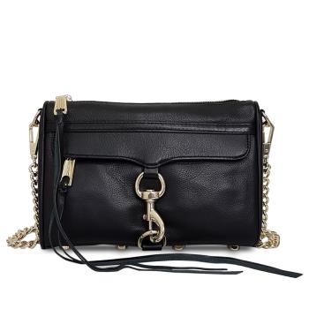 Rebecca minkoff MAC斜背金屬鍊包-黑/金
