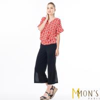MONS俏麗修身V領紡紗上衣