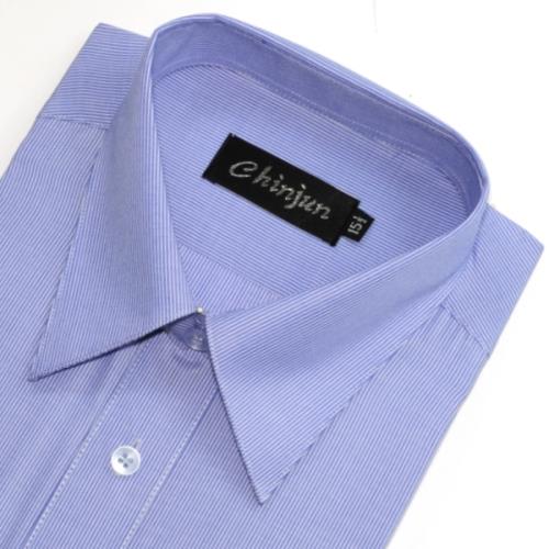 Chinjun防皺襯衫短袖，藍細條紋，編號B8025
