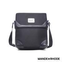 MANDE RHODE - 貝加莫。真皮牛津布隨身側背包 - 黑【98806C】