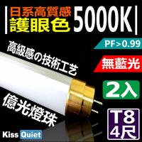 《Kiss Quiet》 黄金戰士(護眼白5000K)-億光燈珠CNS認證 4尺/4呎T8 LED燈管-2入