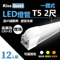 《Kiss Quiet》億光燈珠-CNS T5 2尺(白光/黄光/自然光)一體式LED燈管層板燈-12入