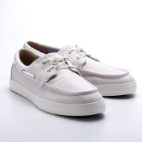 Timberland男款淺灰色帆布帆船鞋A1W4WE02