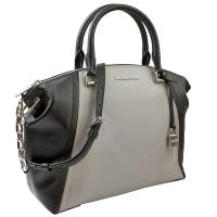 【Michael Kors】撞色皮革拼接手提斜背兩用包(大/黑灰)