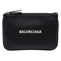 BALENCIAGA 經典Everyday品牌字母LOGO小牛皮拉鍊零錢包(黑)