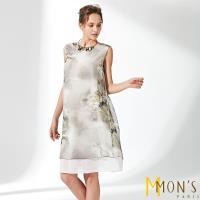 MONS高雅藝術水墨印花冰絲洋裝