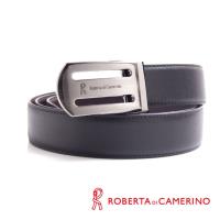 【ROBERTA 諾貝達】弧形鏤空造型皮帶-牛皮製 (鎗色)