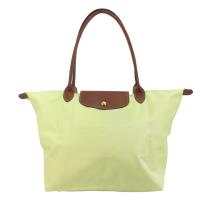 LONGCHAMP Le Pliage 長把摺疊水餃包(大/螢光粉綠)