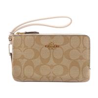 COACH PVC LOGO L型雙層拉鍊手拿包(白色)